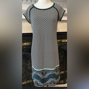 Max Studio Black and White Geometric Midi Dress